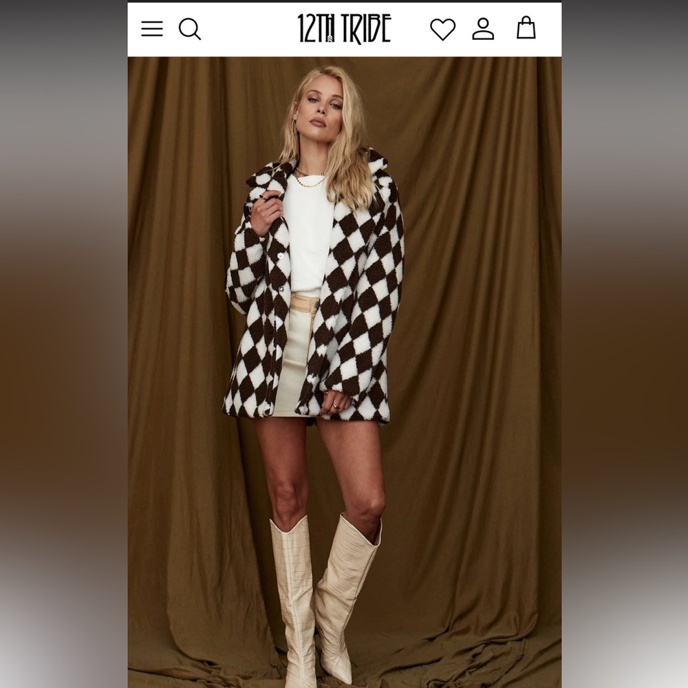 Twelfth Tribe Sherpa Brown and White Checkered Jacket